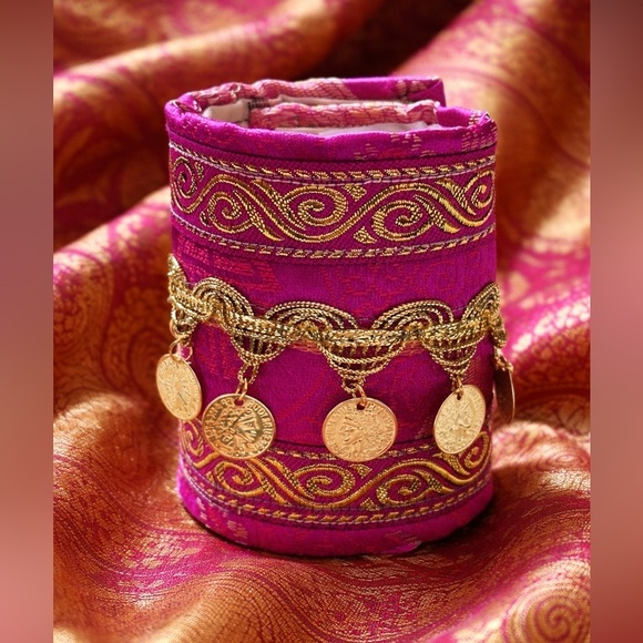 Artisan Jewelry - RUBYRUDI Cuff Bracelet Handcrafted OOAK Fabric Embellished Artisan Wearable Art